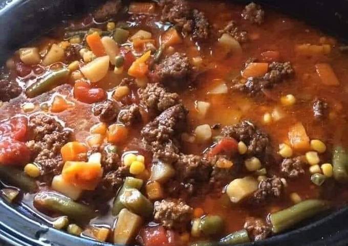 Recipe of Perfect Hearty Crock Pot Cowboy Soup (hamburger soup)