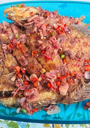 Foto resep Ikan gurame siram sambal kecombrang 🌶️