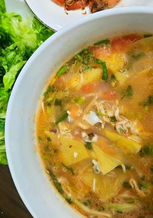 Hình của món Canh ngao nấu riêu dứa.