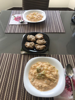 Tökfőzelék liszt nélkül+fasírt sütőben sütve recept fotója
