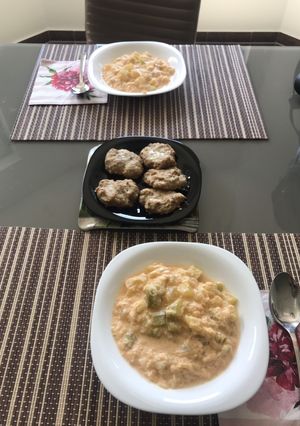 Tökfőzelék liszt nélkül+fasírt sütőben sütve recept fotója