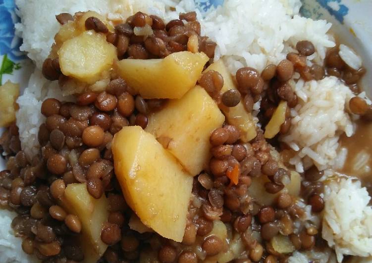 Steps to Make Homemade Lentiles stew with rice