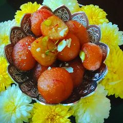 A picture of Gulab Jamun (wheat flour).