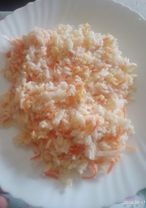 Foto principal de Arroz con pechuga de pavo, zanahoria y huevos revueltos