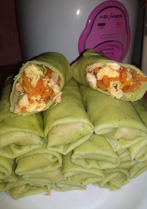 Foto resep Dadar gulung bayam isi telur, ayam dan wortel