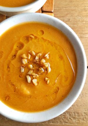 A picture of Creamy and Healthy Carrot Soup.