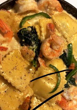 A picture of Tuscan Shrimp Ravioli.