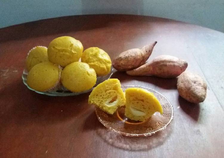Resep Kue  Moho Ubi  isi keju muffin kukus  ubi  oleh Chie 