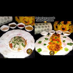 Peri-Peri Corn Masala Gram Flour Pan Cake With & Without cheese A picture of Peri-Peri Corn Masala Gram Flour Pan Cake With & Without cheese.