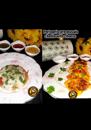 A picture of Peri-Peri Corn Masala Gram Flour Pan Cake With & Without cheese.