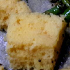 A picture of Khaman (aka Dhokla-out of Gujarat).