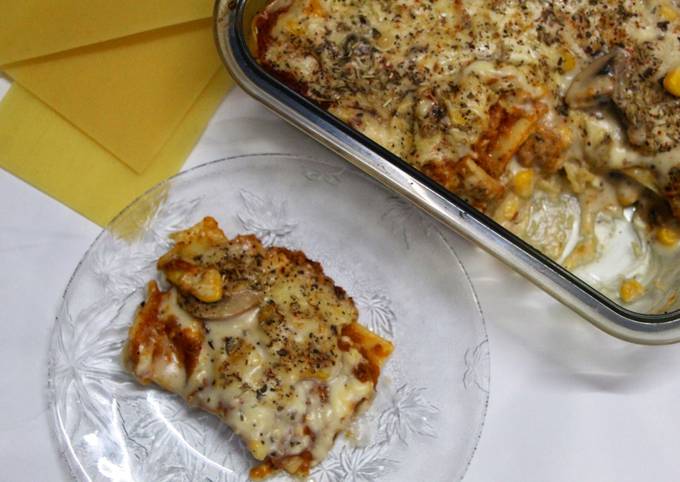 Mushroom and corn Lasagna