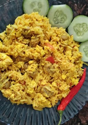 A picture of Paneer and Soya Chunks Rice.
