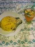 Tumeric rice with jellof sphagetti