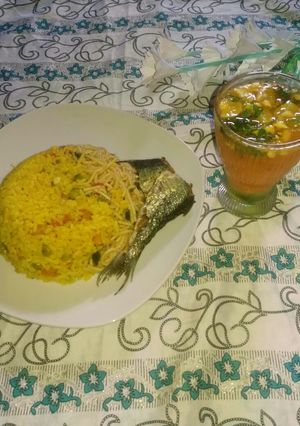 Tumeric rice with jellof sphagetti ainihin hoton girkin