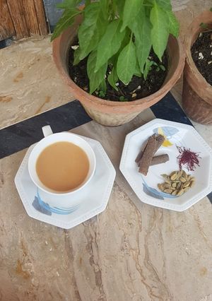 A picture of Zaffrani chai #EidMeetup #drink.