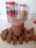 Geladinho, suco de cacau com água de coco