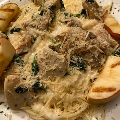 Chicken Alfredo with Grilled Apples A picture of Chicken Alfredo with Grilled Apples.