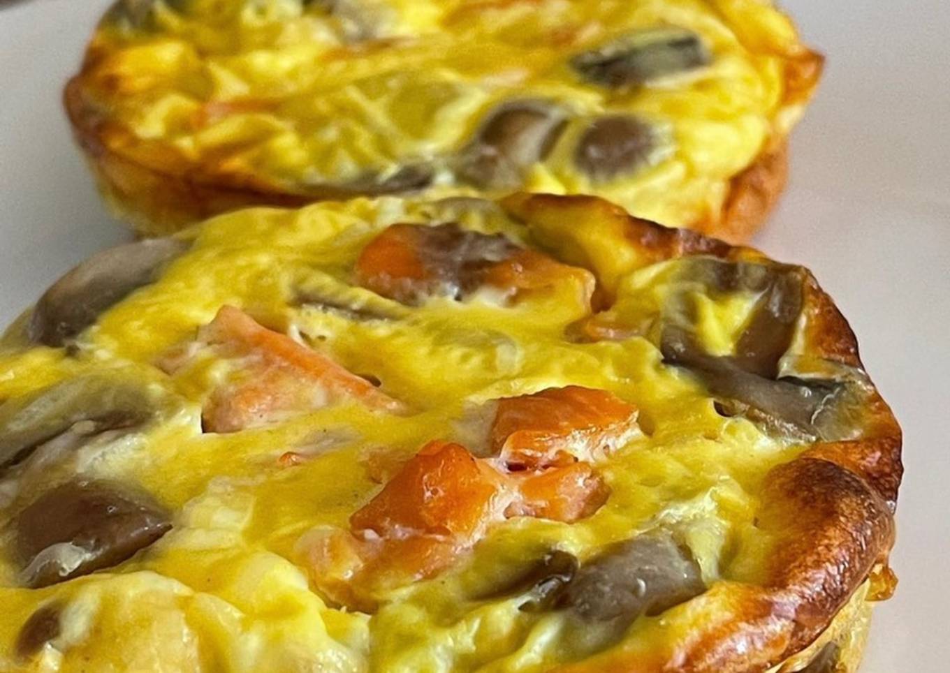 Quiche champignons et saumon sans pâte