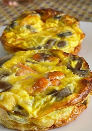 Une photo de Quiche champignons et saumon sans pâte