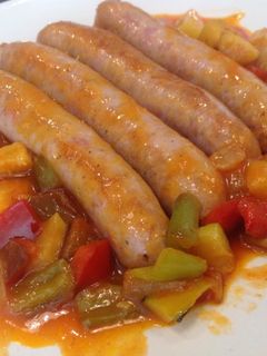 Una foto de Salchichas con Sanfaina