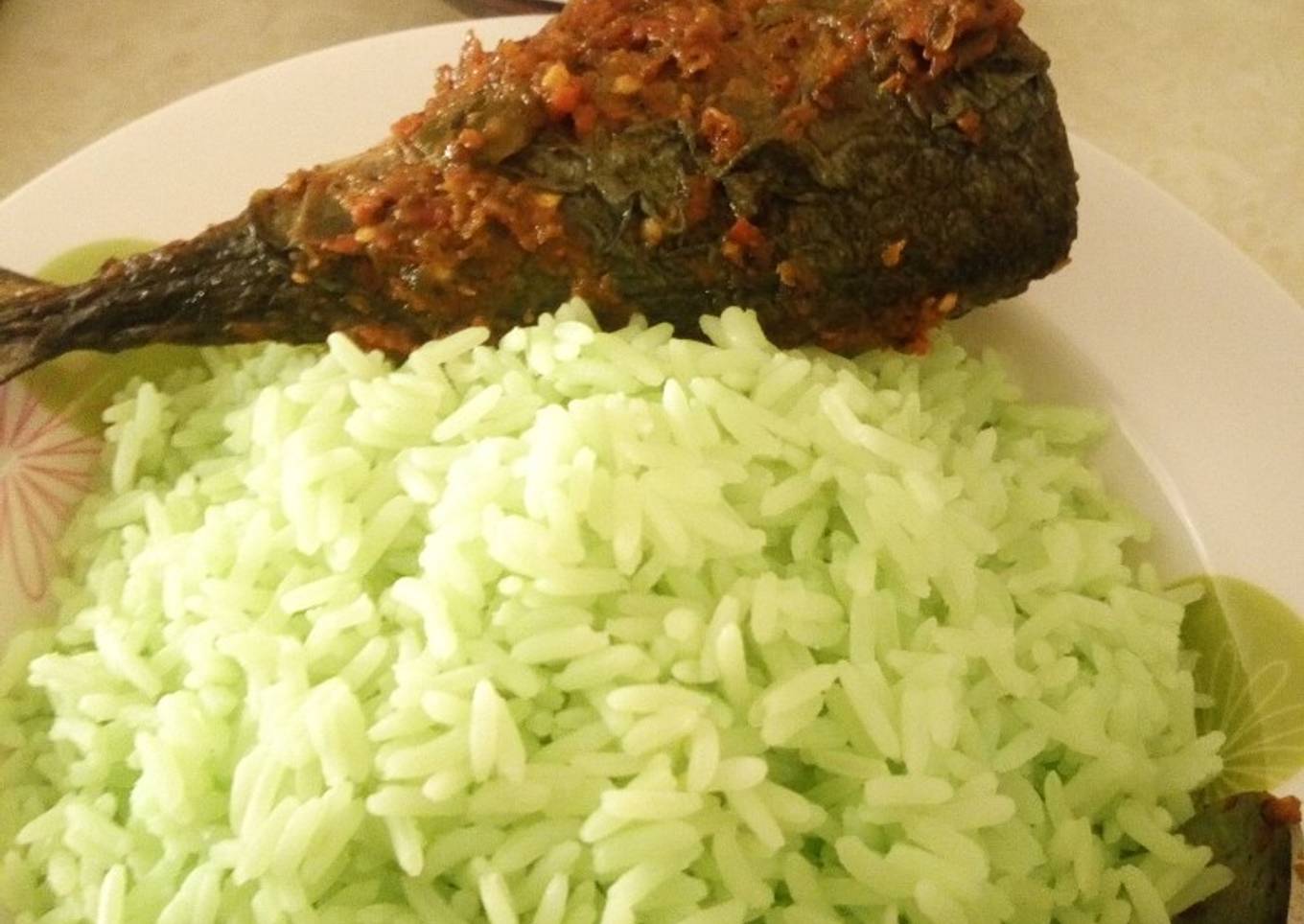 Green Rice with fish