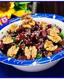 Mediterranean beet salad with dash of roasted walnuts