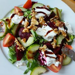 A picture of Goat's Cheese, Beetroot and Walnut Salad.
