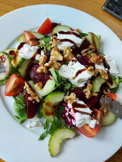 A picture of Goat's Cheese, Beetroot and Walnut Salad.