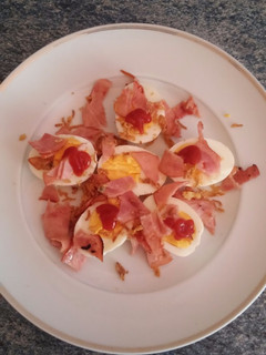 Una foto de Huevos con beicon de pavo