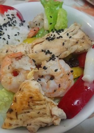 雞胸肉沙拉飯 的食譜成品照片