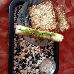 A picture of Crunchy Sesame Bread Packets With Peanut Chutney.