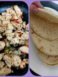 My Salt n Chilli Peppered Chicken on a folded flatbread. 😋
