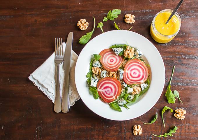 Easiest Way to Make Homemade Chioggia beet salad with quinoa and blue cheese