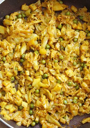 A picture of Cabbage with Fennel Seeds Curry.