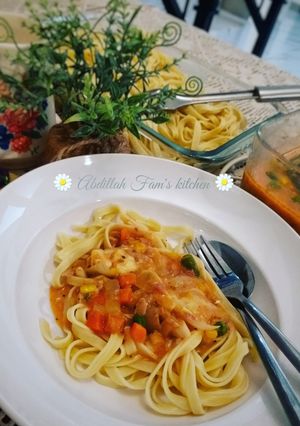 Foto resep Fetuccini saus cheezy tuna bolognise ala Abdillah Fam's kitchen