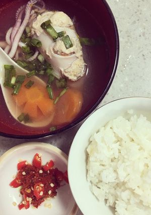 A picture of Stuffed squid soup.