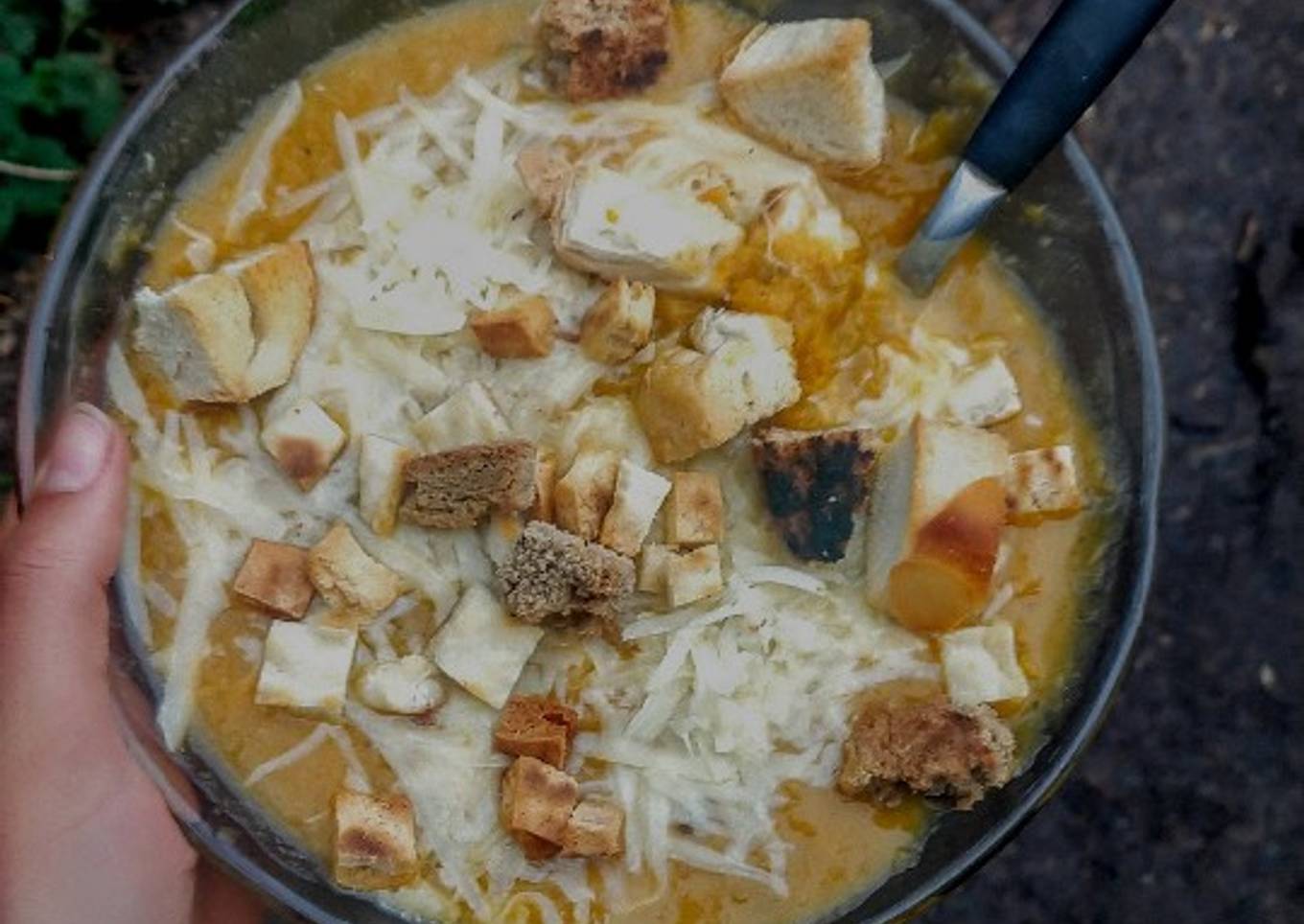 Sopa cremosa (sin crema) de calabaza y varios