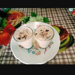 A picture of Delicious healthy Dry fruit chocolate sauce smoothie.