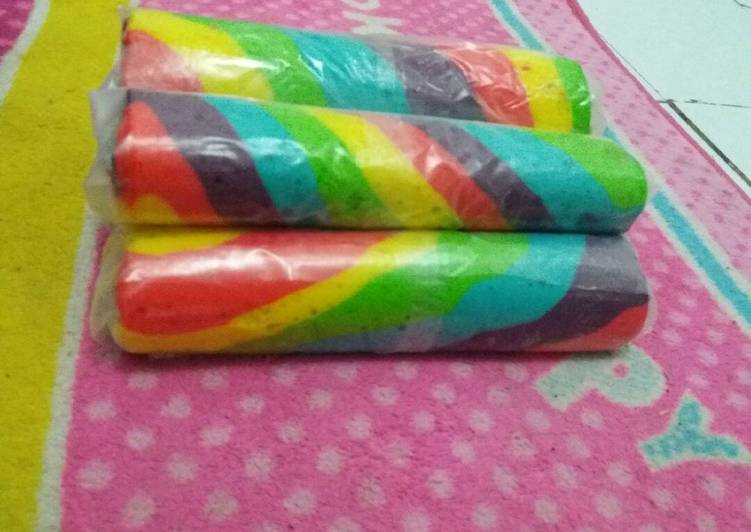 Rainbow rollcake kukus 😊