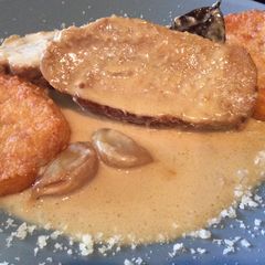 A picture of Pork Tenderloin in Beer and Cream Sauce.