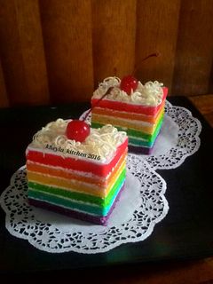 Foto resep Rainbow Cake Kukus Ny.Liem Super Lembut