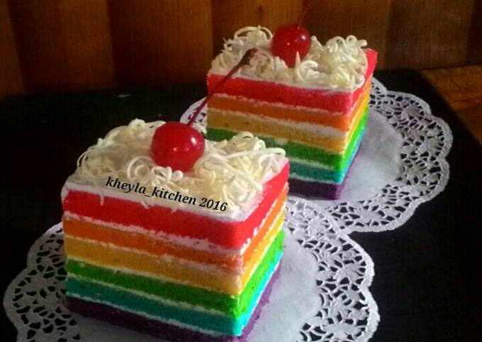 Resep Rainbow Cake Kukus Ny Liem Super Lembut Oleh Kheyla S Kitchen