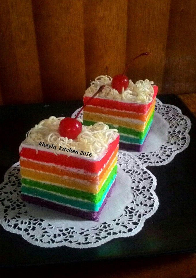 Foto resep Rainbow Cake Kukus Ny.Liem Super Lembut