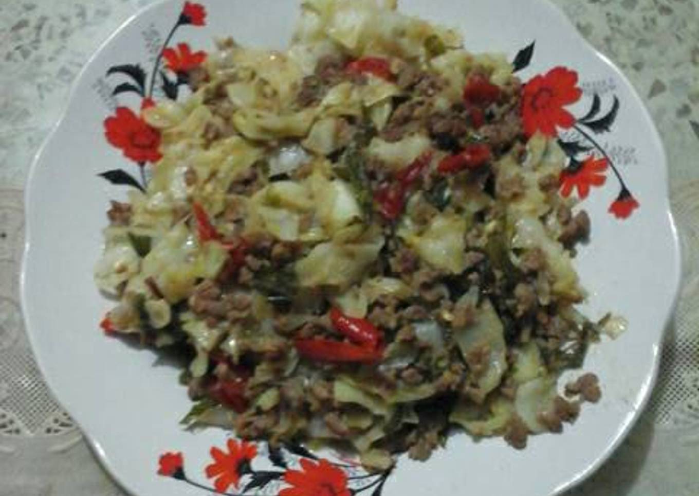 Tumis kol daging cincang