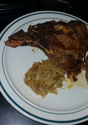 A picture of T bone steak.