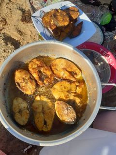 عکسی از دستور ماهی سرخ شده (آشپزی در طبیعت)