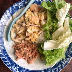 รูปของ ไข่ผัดเห็ดและไส้กรอกอกไก่ผัดน้ำ+น้ำพริกทูน่า(คลีน)