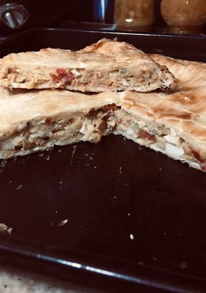 Una foto de Torta de choclo tipo humita