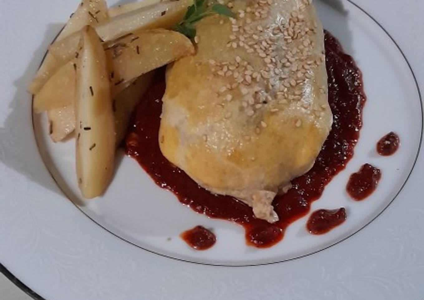 Chile relleno hojaldrado